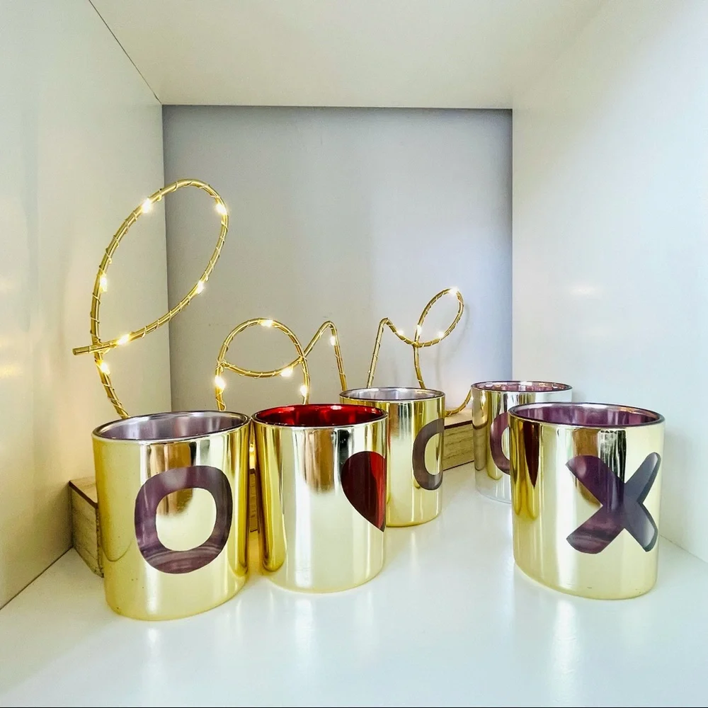 2pcs Gold Candle Holder Decor Party Glasses X O ❤️